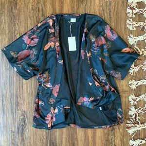 Black Kimono A New Day Floral NWT